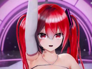 Hatsune Miku Vocaloid Huge Boobs Undress Dance Hentai Bibbidiba Song MMD 3D All Colors Compilation