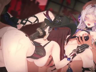 【原神 乱交セックス】チャスカ,シトラリが集団エッチする3Dエロアニメ動画(Chasca,Citlali group orgy sex.)