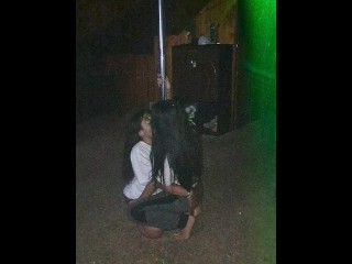 Part 1 of me and and another latina making out next to the stripper pole real quick.