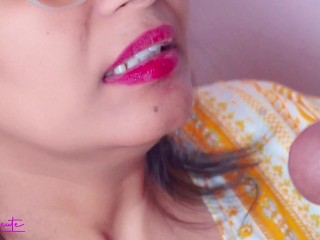 Indian_ Desi Bhabhi Cum in Mouth, Dick Sucking to Dewar, Close-up Blowjob