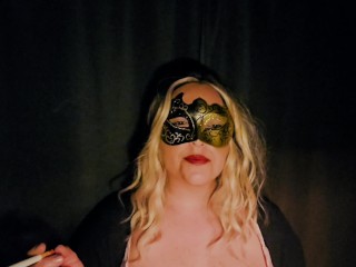 Smoking cigarette sucking cock eating cum