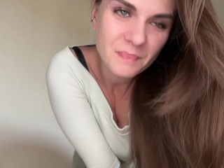 Stepmother can't Hold Cum and ask Stepson to Suck Her Massive Dick on Tennis