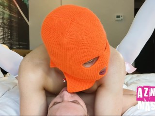 FACIAL ENDING Eager Blonde Big Tit Sub Slut Worships Asian Guy ~ Rimjob ~ Sloppy BJ ~ FULL AMWF