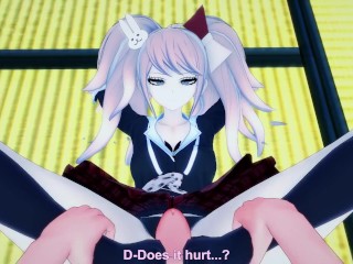 Mukuro Ikusaba disguised as Junko from Danganronpa Gives You A Footjob Hentai POV