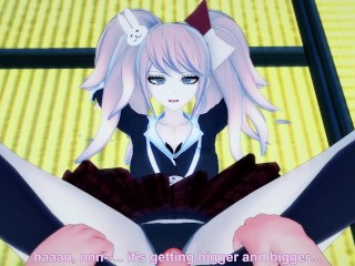 Mukuro Ikusaba disguised as Junko from Danganronpa Gives You A Footjob Hentai POV