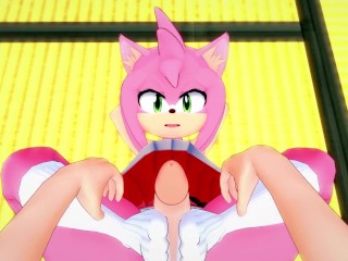 Amy Rose from Sonic Gives You A Footjob Hentai POV