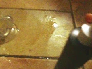 Ariel Ortiz gives a good footjob to her largest transparent dildo