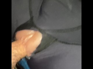 Hole in yoga pants for easy access