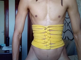 Rope corset tutorial. How to make a simple corset out of rope. Shibari self tie. (bondage)