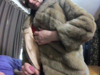 Preview- Face fuck,cum play and masturbation while wearing a fur coat and long red boots 211