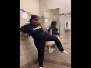 BUSTY Girl Gets Off To A THREESOME She Hears In The Next Bathroom!