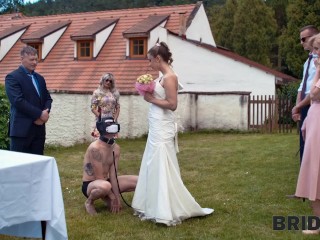 BRIDE4K. Shy bride with natural tits is fucked roughly in front of everyone in public