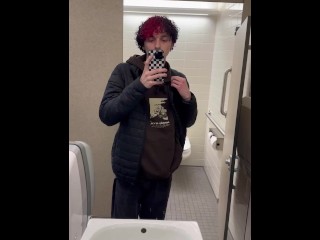 college boy jerk off and cum in public uni restroom