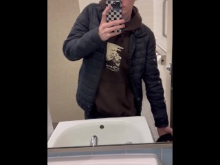 college boy jerk off and cum in public uni restroom