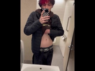 college boy jerk off and cum in public uni restroom