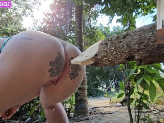 Quando fasso xixi no mato penso seriamente em enfiar esta tora de madeira no meu cu pois estava cosa