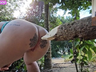 Quando fasso xixi no mato penso seriamente em enfiar esta tora de madeira no meu cu pois estava cosa