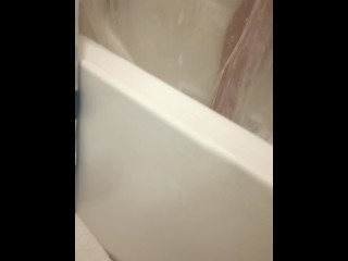 Washing my big ass and tits in front of husband and his friend in the shower