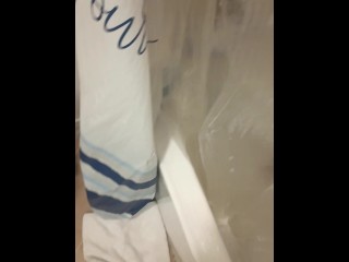 Washing my big ass and tits in front of husband and his friend in the shower