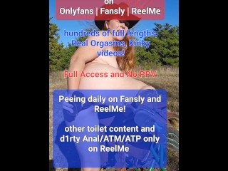 NaughtyRedFarmgirl can't stop fucking herself on the farm! Peeing, squirting, anal, ass to mouth, at
