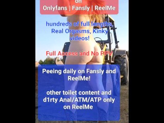 NaughtyRedFarmgirl can't stop fucking herself on the farm! Peeing, squirting, anal, ass to mouth, at
