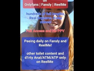 NaughtyRedFarmgirl can't stop fucking herself on the farm! Peeing, squirting, anal, ass to mouth, at