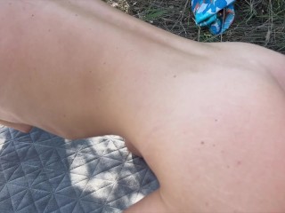 Gangbang - the guys caught a sexy slut sunbathing naked in the mountains and fucked her - 1.213