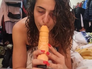 Naughty home alone play with my cute dildo