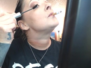 Doing Make up Dangling a Cigarette Cork Full Flavor