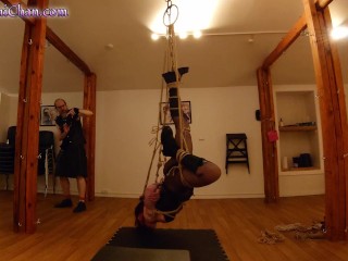 Booted suspension & play in BDSM club