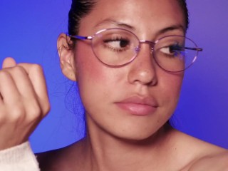 Cute slim body college girl looks very adorable sucking a dick while wearing glasses