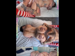 Sexy MILF gets fucked by a stud who cums all over her perfect ass. Real amateurs, 3 camera angles