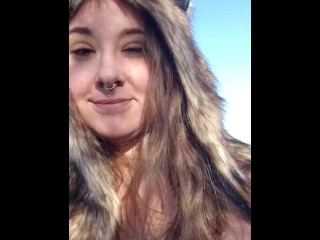 Wolf Girl Marks Her Territory by the Lake!