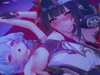 【原神】【スタレ】甘雨 × 花火　モーション + ダメージボイス　3Dエロアニメ　sex　ganyu sparkle　genshinimpact