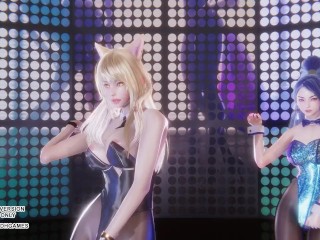 [MMD] Laysha - Party Tonight Ahri Seraphine Kaisa Sexy Kpop Dance League of Legends Hentai