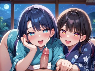 旅館でゆったりしてたら仲居さん達が急にフェラしてきて…💛