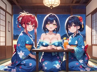 旅館でゆったりしてたら仲居さん達が急にフェラしてきて…💛