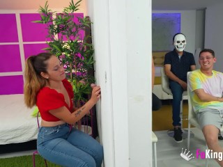 Ammy Redhead's out of control! She turns a date into a GANGBANG