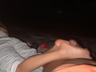 Post Orgasm Torture- kvlisolesdomina gives BBC4FUNN a Beach Nightlife Footjob Massive Cumshot