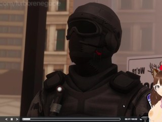 Busty furry gets fucked by a wolf with a huge cock and defends her from the police (Furry animation)