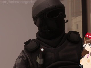 Busty furry gets fucked by a wolf with a huge cock and defends her from the police (Furry animation)