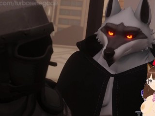 Busty furry gets fucked by a wolf with a huge cock and defends her from the police (Furry animation)