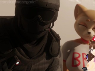 Busty furry gets fucked by a wolf with a huge cock and defends her from the police (Furry animation)