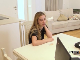 Young and shy Spanish teen Irina Love needs a good cock inside!