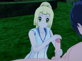 Lillie and I have intense sex in the park at night. - Pokémon Hentai