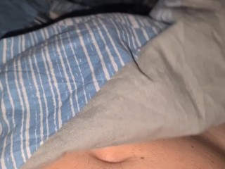 Busty amateur wife with hairy pussy gives me amazing cock massage before bed