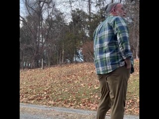 Outdoor winter Daddy pissing