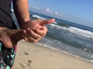 Public flash dick on the beach in front of two horny girls who crave my cock