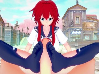 Rias Gremory from Highschool DxD Gives You A Footjob Hentai POV