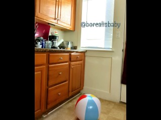 Furry Girl Pissing in the Kitchen and...humping an inflatable ball?